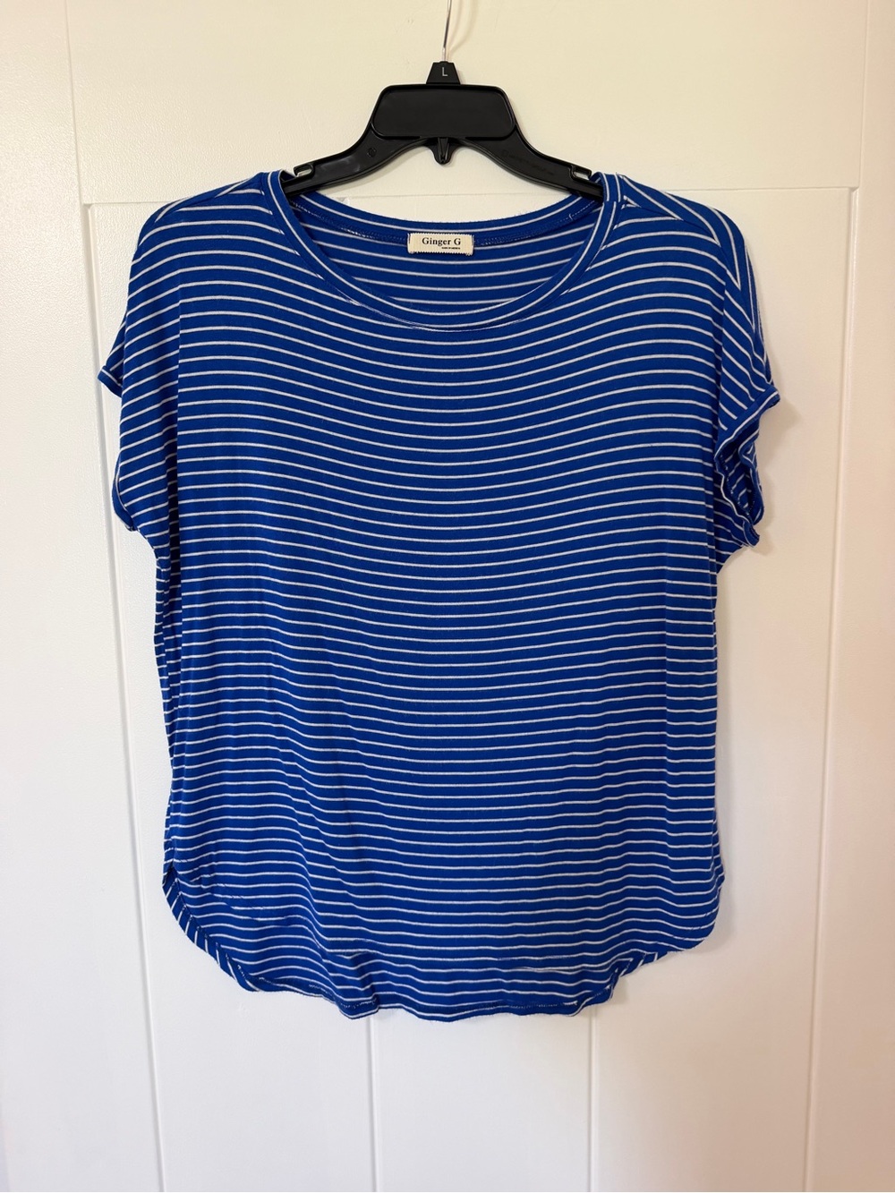 Ginger G Royal Blue & White Striped Short Sleeve Tee